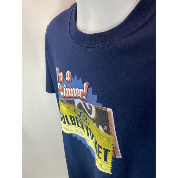 Willy Wonka Golden Ticket I'm a Winner Movie Film Graphic Blue Shirt Size XL - Picture 9 of 9